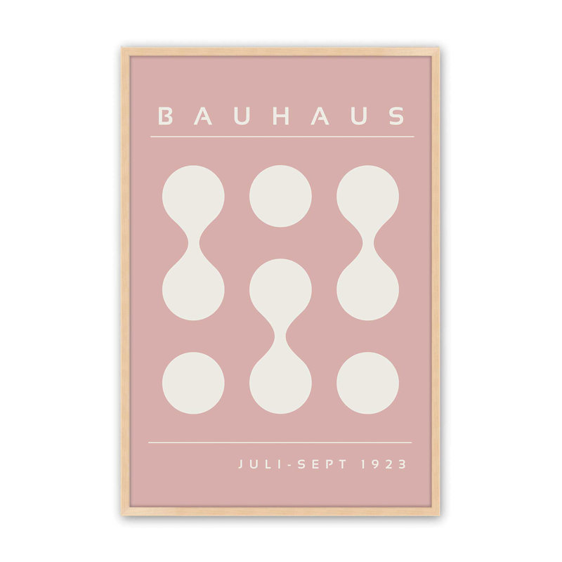 Impression sur roulettes rose Bauhaus Flow II, Reproduction encadrée sans passe-partout, Érable brut, H 15 po x l 12 po