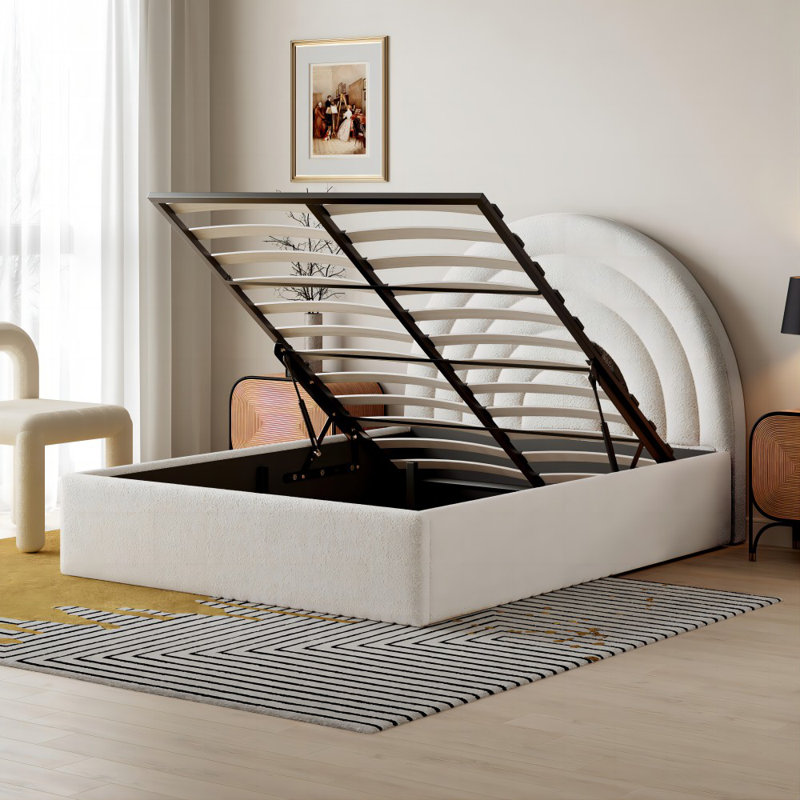 Acamas Upholstered Ottoman Storage Bed, Kingsize (5'), White