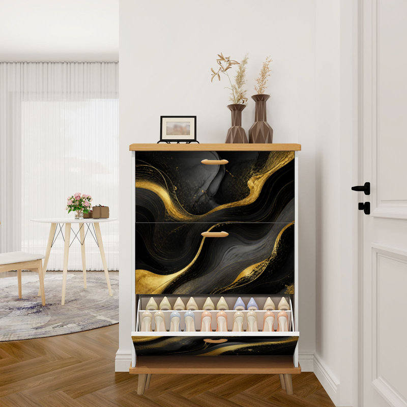Armoire de rangement pour chaussures avec 3 tiroirs rabattables pour organisateur de rangement de chaussures ondulé élégant