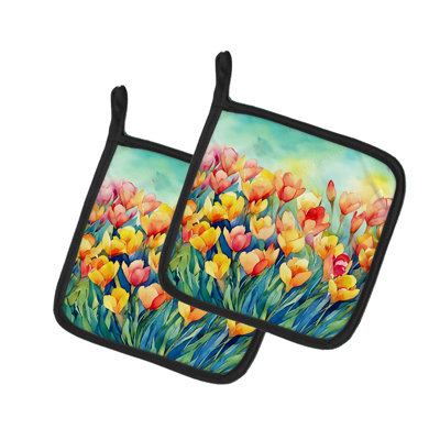 Caroline's Treasures Floral Polyester Potholder Set