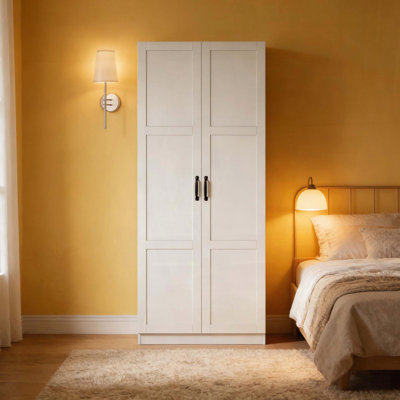 White Plywood Pantry Cabinet with 7 Compartments and Soft‑Close Hinges