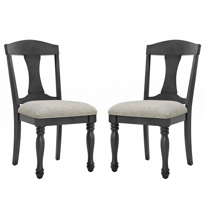 Ensemble de 2 chaises de salle à manger rembourrées Mid-Century, Chêne foncé