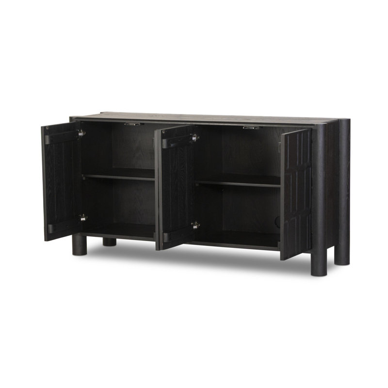 Ezri 4 Door Sideboard-Black Oak, Black Oak