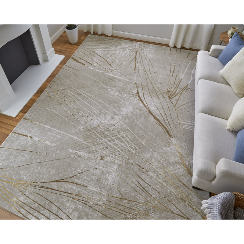 Vanhorn Modern Abstract, Taupe/Brown/Silver, Rectangle 8' x 10'
