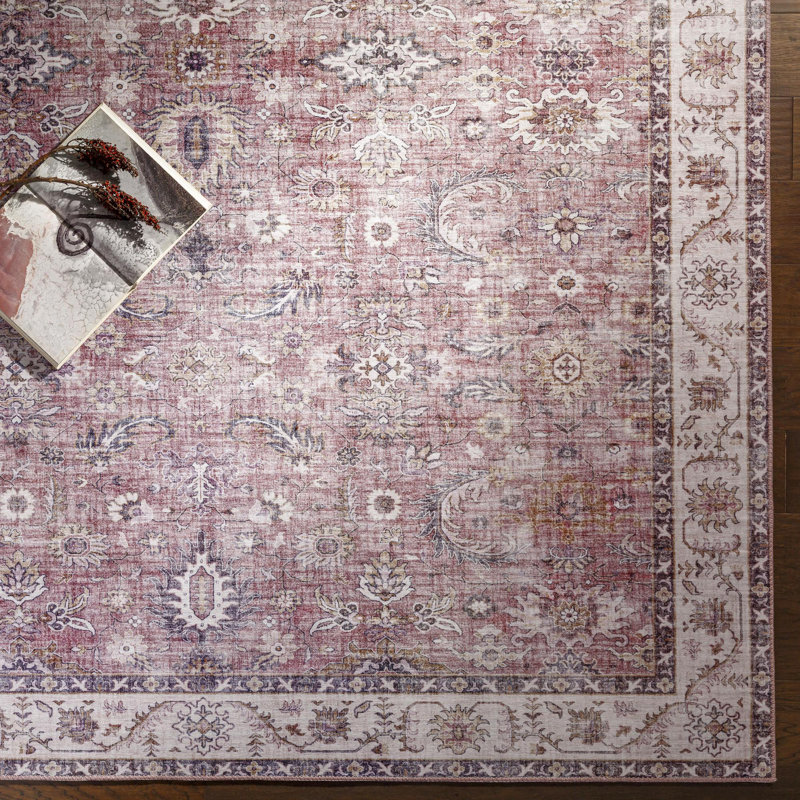 Tapis oriental grenat / mauve Milan, Tapis de couloir 2 pi 6 po x 7 pi 6 po