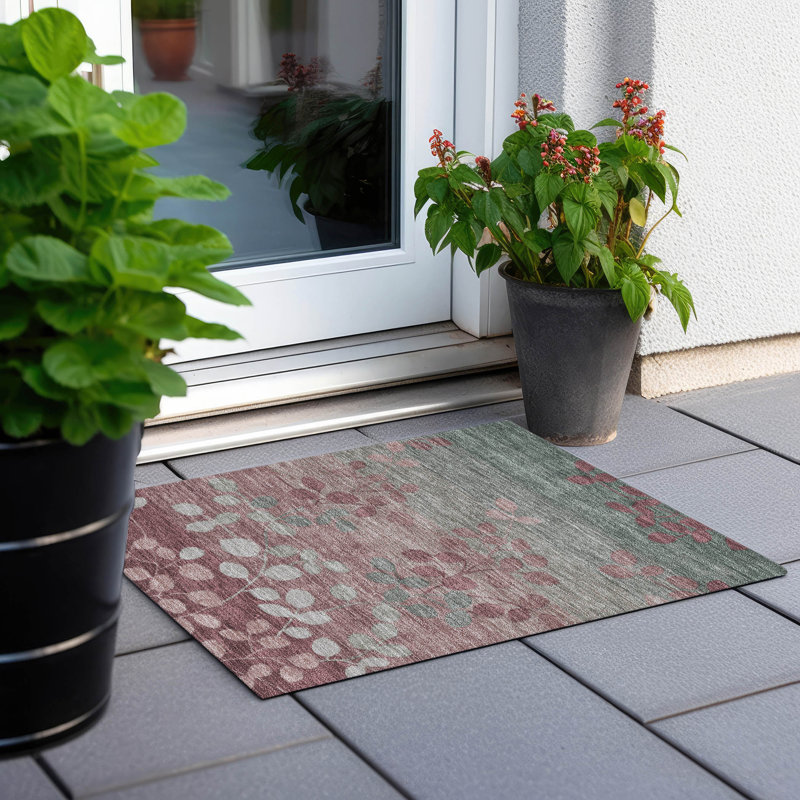 Machine Washable Indoor/Outdoor Xhevrie Blush Rug, Rectangle 1'8" x 2'6"