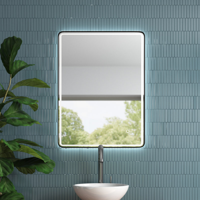 Miroir de salle de bain Ortegon, Noir mat, 32 po x 24 po