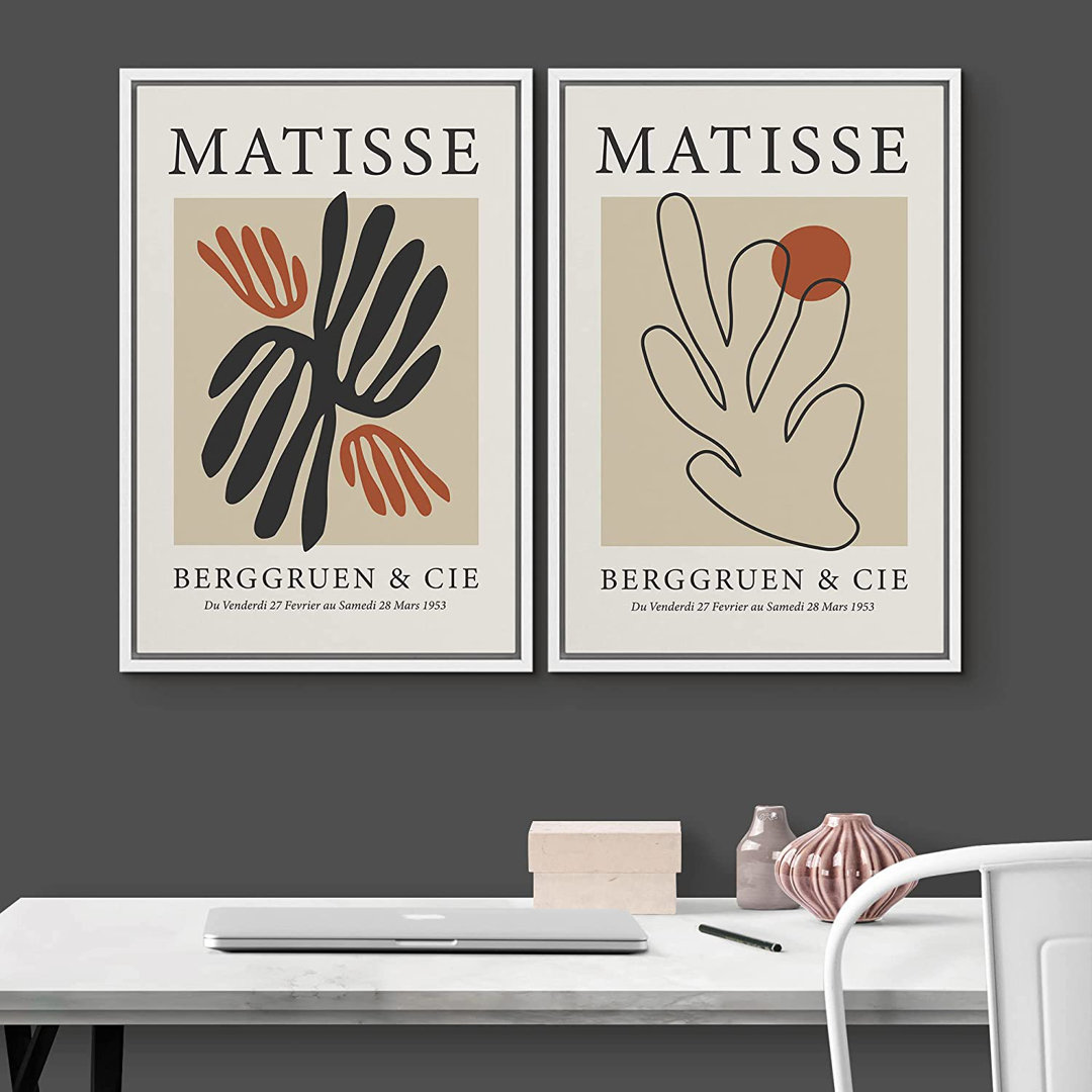 Classical Artwork " Matisse Ocean Coral Plant Pattern Collage " by Henri Matisse 2 - Pieces IDEA4WALL 