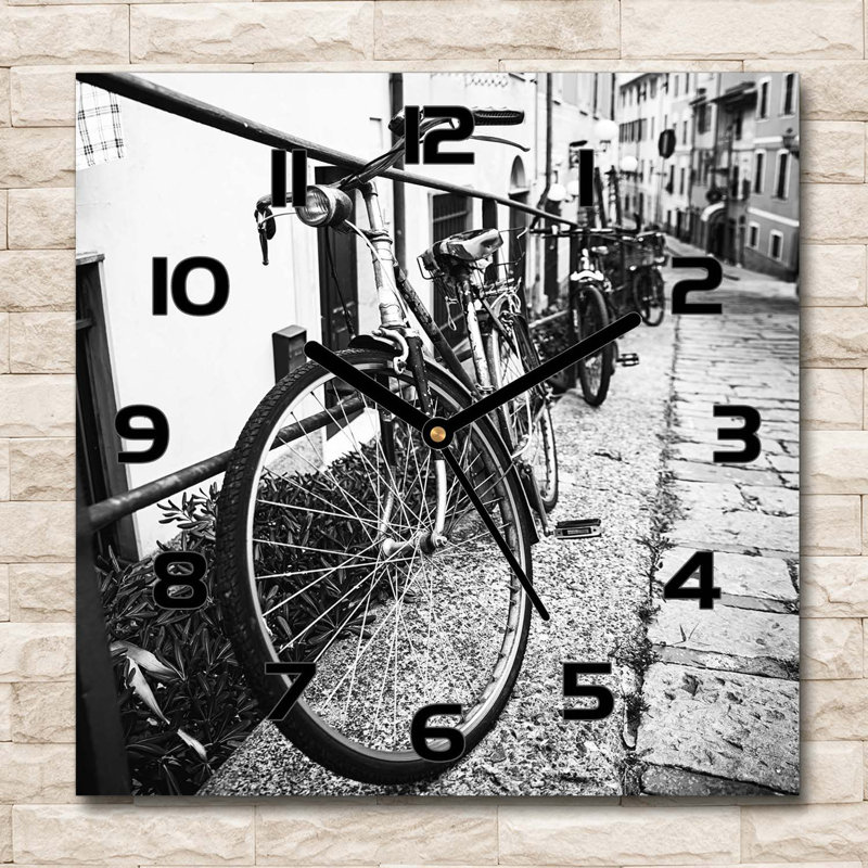 Herzlinde Glass Wall Clock, Black/White
