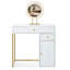 Meuble-lavabo moderne et élégant avec miroir rond à DEL et rangement spacieux, parfait pour le maquillage et le travail