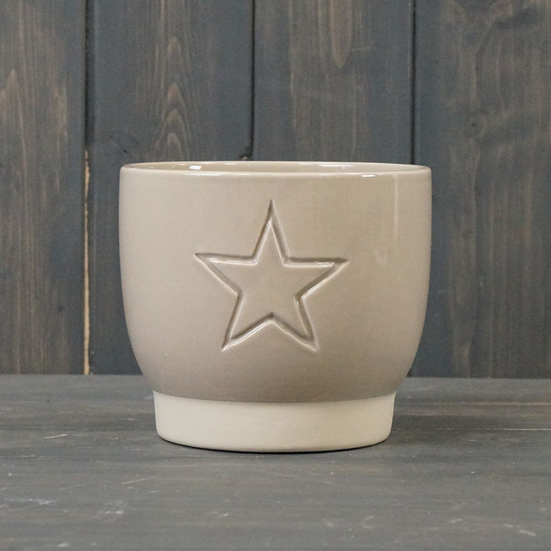 Warm Debossed Star Pot H12.5cm x B11cm