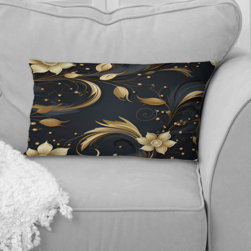 Oreiller en polyester noir et doré Intrigue Elegance I