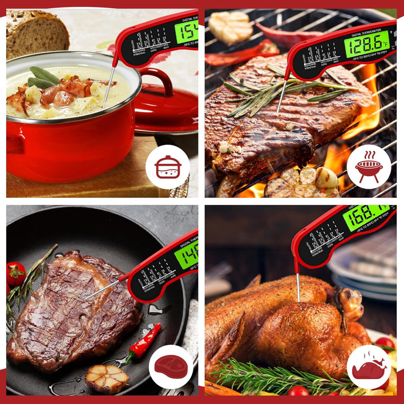 Thermomètre à viande à lecture instantanée - rouge