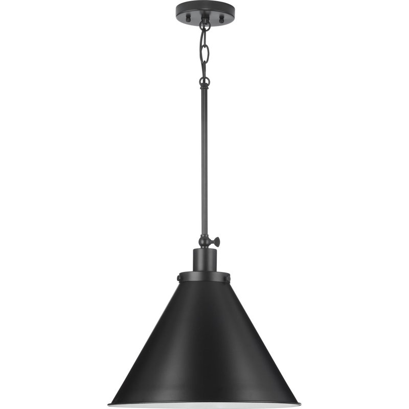 Luminaire suspendu conique à 1 lumière Haydenville, Noir mat, Noir mat