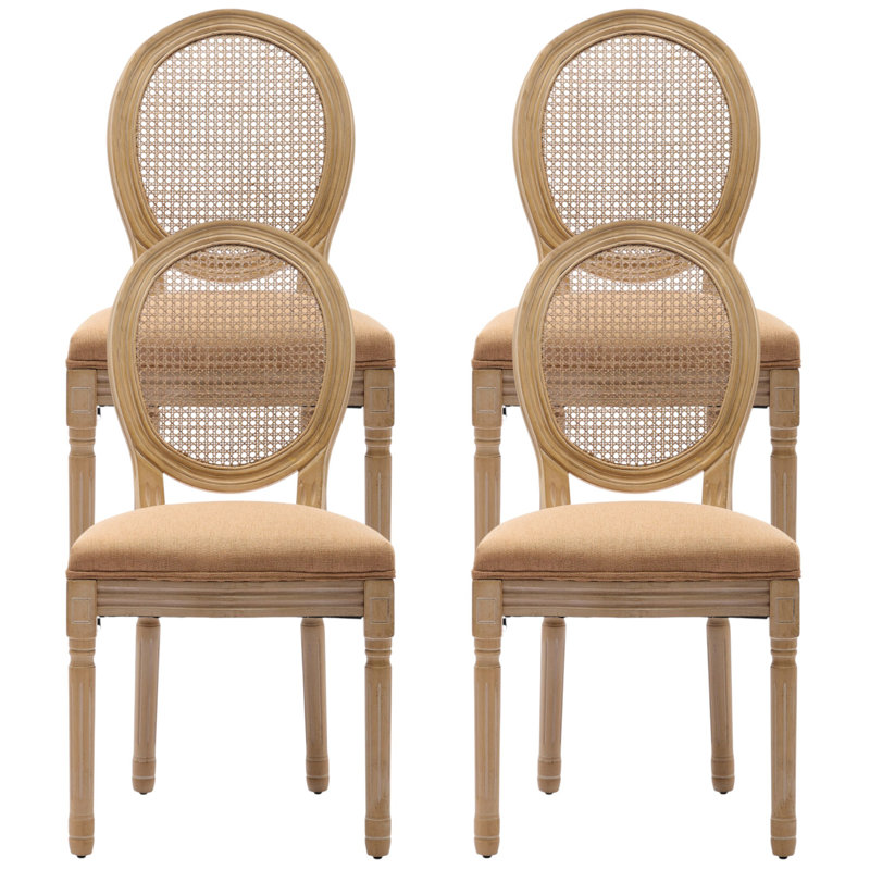 Amando 19.7'' H Upholstered Side Chair (Set of 4), Brown, Oak Wood