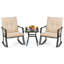 Ensemble de chaises berçantes d'extérieur 3 pièces avec table basse et coussins en verre-1822879433
