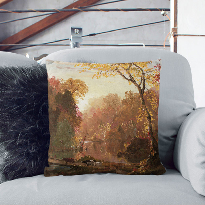 Autumn in North America Scatter Cushion, 55cm H x 55cm W x 20cm D, White