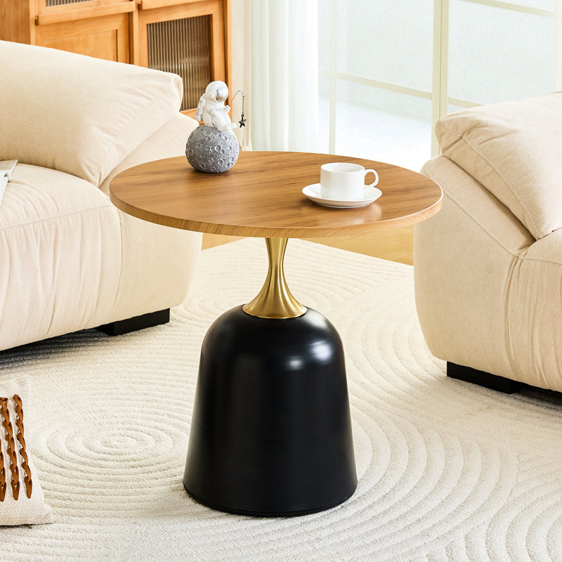 Table d'appoint 23,6 pouces avec base en métal, style nordique, hauteur confortable, support stable, table d'appoint ronde multifonctionnelle, pour l'espace personnel