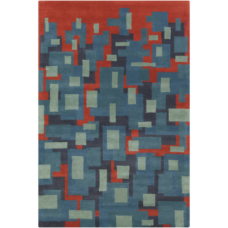 Tapis géométrique multicolore en laine touffeté à la main Cloral Authentic, 5 pi x 7 pi 6 po