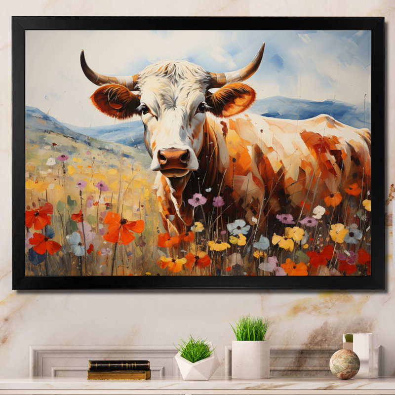 «Cow Natures Symphony II», reproduction sur toile, H 34 po x l 44 po x P 1,5 po, Cadre simple noir