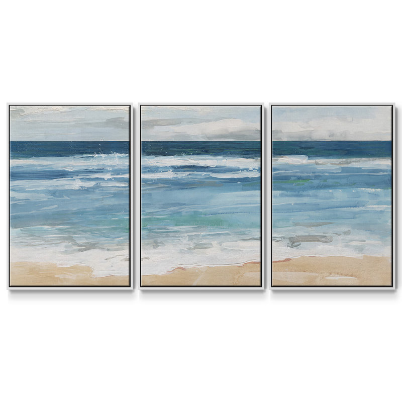 3 pièces Ocean Waves II, Blanc, H 40 po x l 78 po x P 2 po