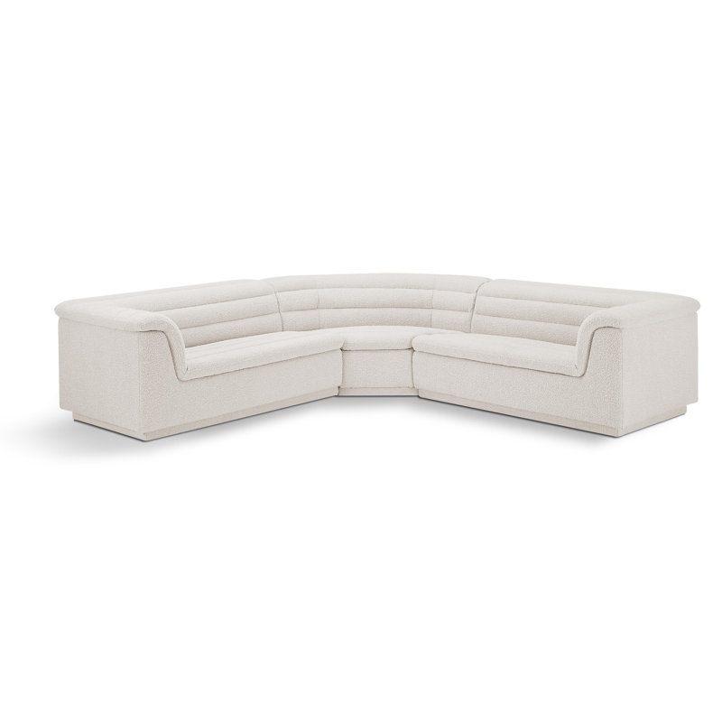 Canapé modulaire rembourré 148 po Iyon, Tissu crème bouclé