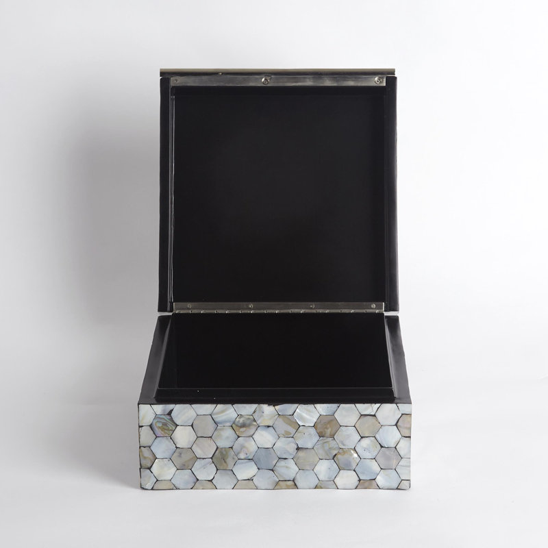Mother of Pearl Box, Pearl, 4.5" H x 9" W x 9" D