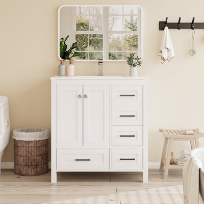  32" Single Bathroom Vanity With Ceramic Top