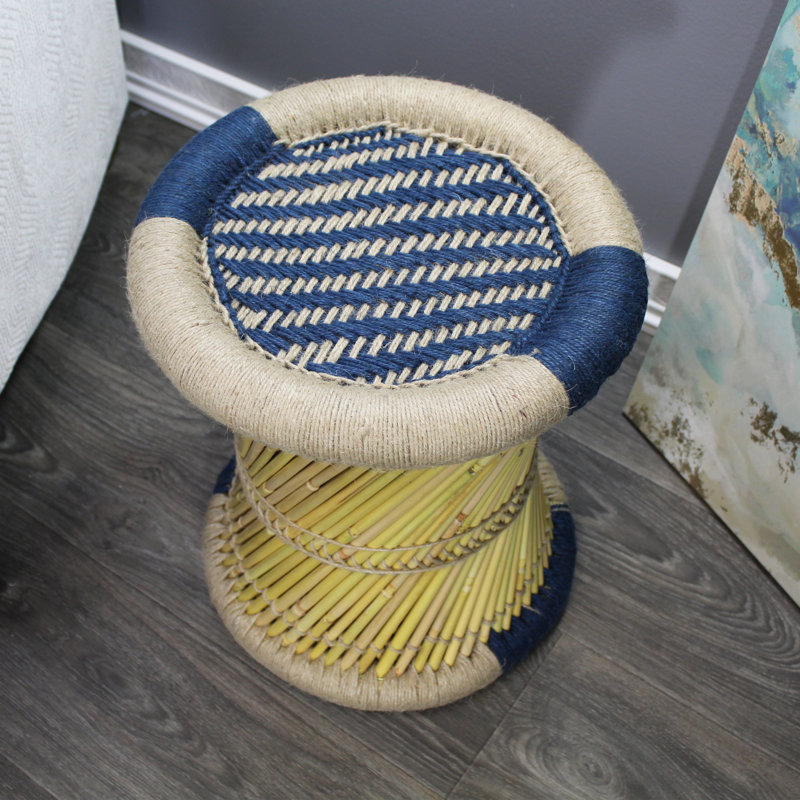 Tabouret décoratif Barkhamsted, Bleu / Beige