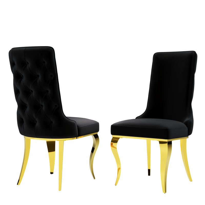 Black Velvet Dining Chairs Set Of 2