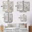 Abstrait argent et motif de fleurs blanches - Art mural sur toile blanche-667032914-667032927-667032912