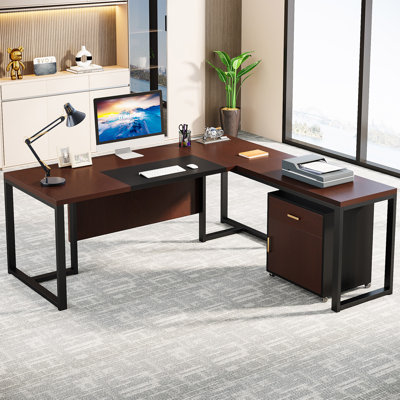 71'' Corner Desk with File Cabinet, Large L Shaped Desk with Mobile Filing Cabinet for Home Office -  17 Stories, 1419E017F53A41BA863A61225BBE87DF