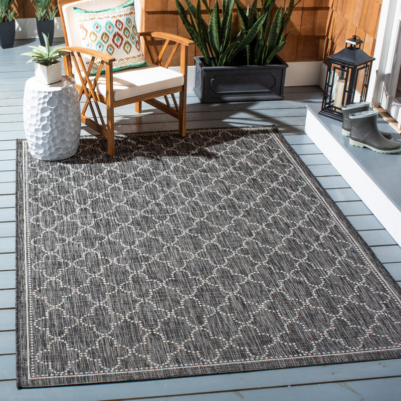 Tapis d'intérieur / extérieur à motif géométrique Blanchester, Rectangle 9 pi x 12 pi