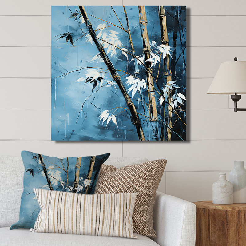 Serenity In Blue Bamboo Forest I - Bamboo Wall Decor_106645, H 16 po x l 16 po x P 1 po, Toile tendue