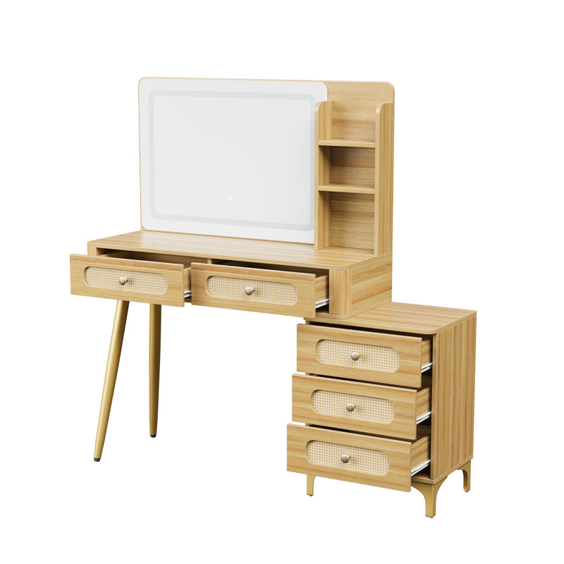 Coiffeuse 47 "avec miroir et lumières, Naturel