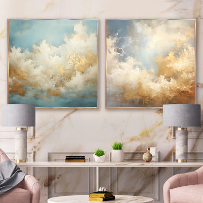 Ensemble de 2 nuages carrés beige et minimalisme minimalistes