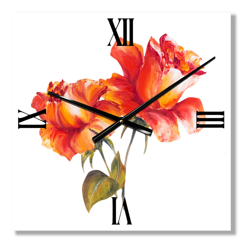 Horloge murale Deux roses en fleurs, Petit