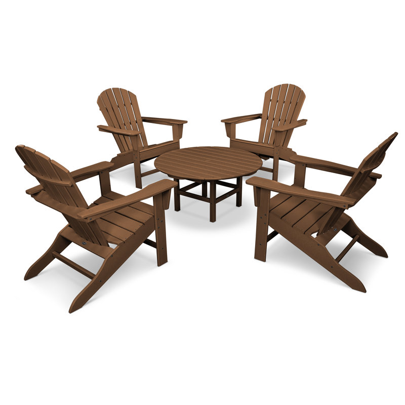 POLYWOOD South Beach 5-Piece Conversation Group, Teak