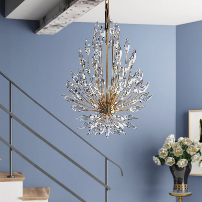Lustre spoutnik à 3 lumières Lily Buds, Or