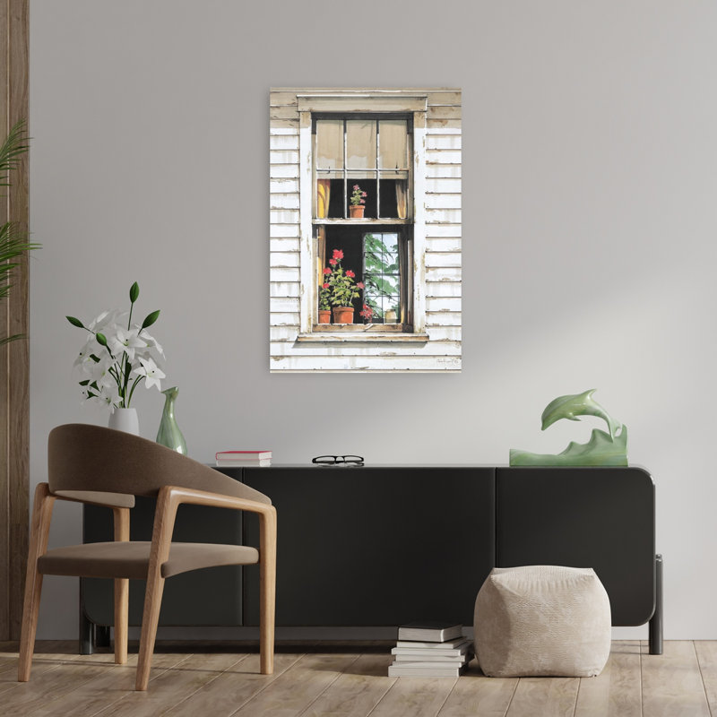 Window Geraniums Contemporary Geranium Flower Art, 36" H x 24" W
