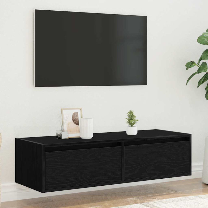 Exuma Unfinished TV Stand for TVs up to 40", Black Oak, 25cm H x 100cm L x 35.5cm W