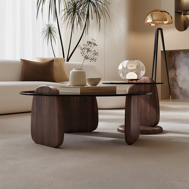 Creative Tempered Glass Coffee Table Set