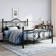 Anterrio Metal Open-Frame Bed with Butterfly Pattern Design Headboard and Footboard