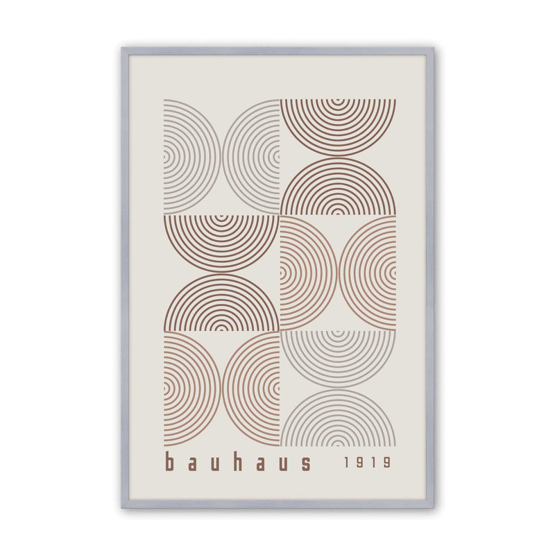 «Brown Bauhaus Composition I», impression roulée, Reproduction encadrée sans passe-partout, Chrome poli