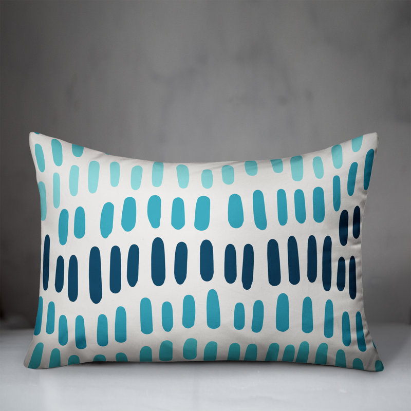 Housse de coussin d'extérieur rectangulaire , Polyester / Bourre en polyester, Crème / bleu sarcelle / bleu