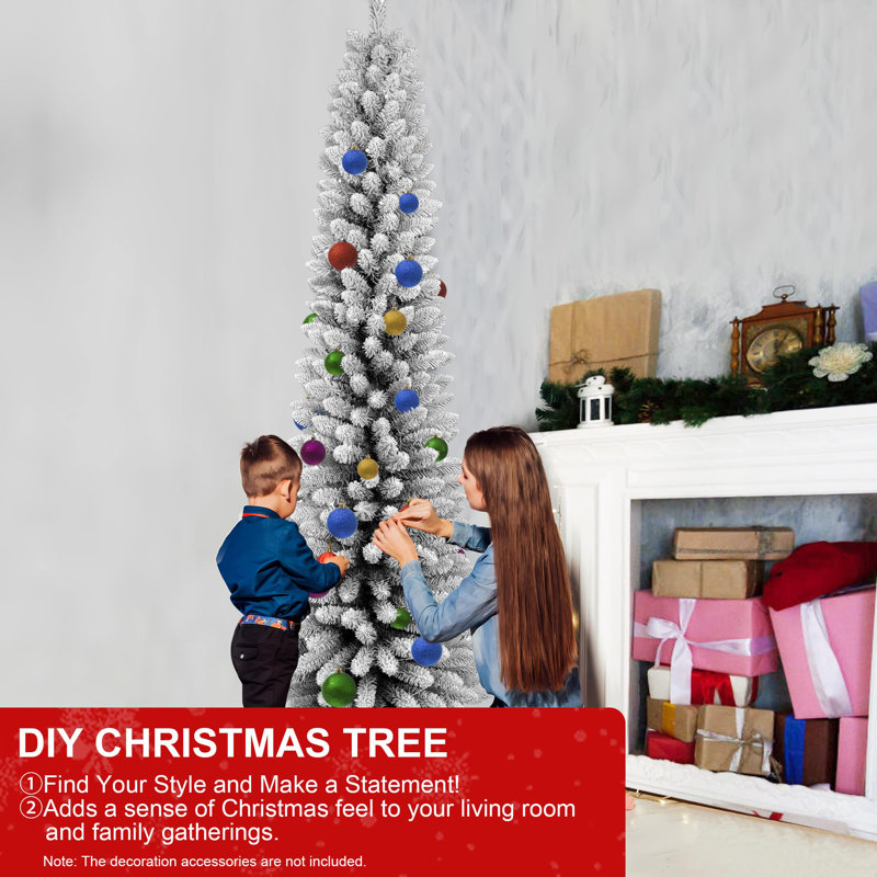 Arbre de Noël artificiel enneigé - Arbre à crayons classique avec 469 branches et support en métal, 7.5'