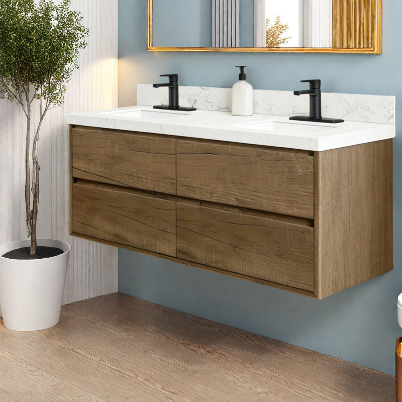 Meuble-lavabo élégant en chêne avec lavabo, design moderne pour la maison