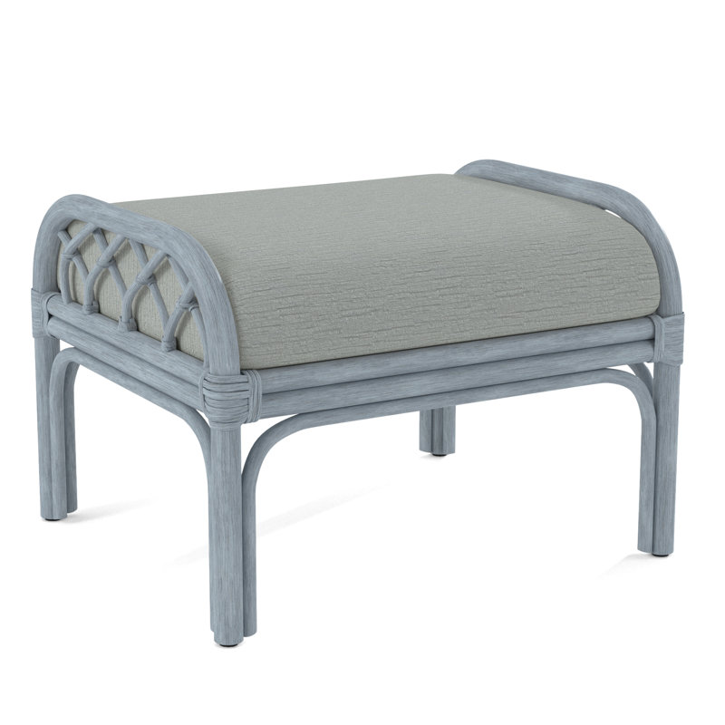 Edgewater Ottoman, Gray Sugar Performance; 0863-84, Sea Glass