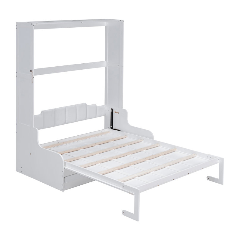 Grand lit escamotable mural avec coussin, grand lit pliant compact pour le bureau à domicile et la chambre d'amis
