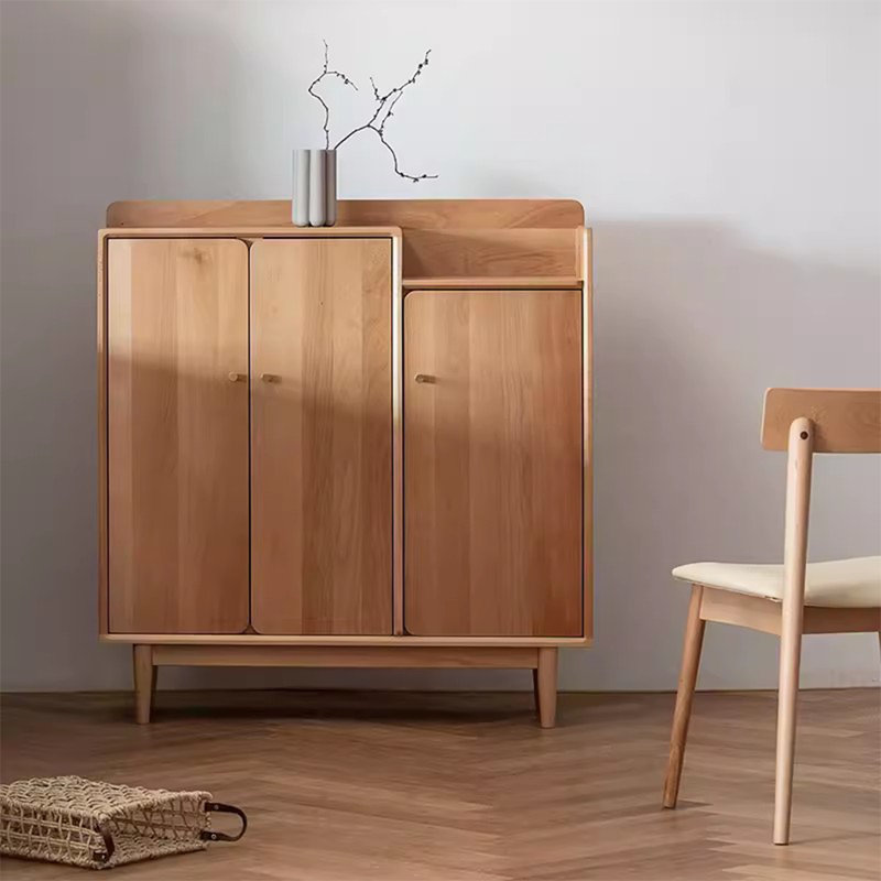 Simple Three Door Shoe Storage Cabinet, Brown